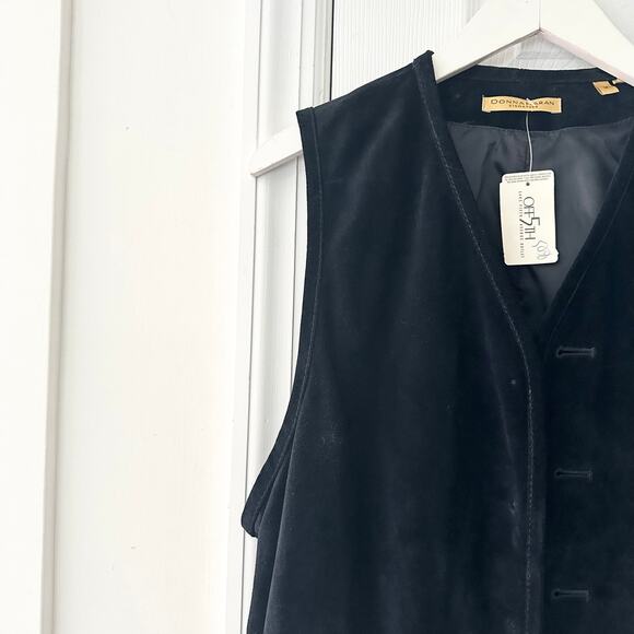Donna Karan Black Ink Suede Leather Vintage Longline Vest Medium Deadstock Read - Picture 2 of 9